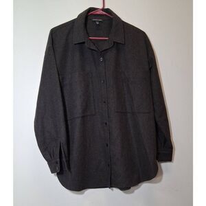 Eileen fisher womens small wool silk shirt cold weather dark gray soft texture